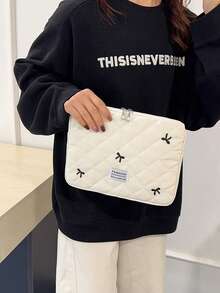 Funda para laptop con forma de diamante bordada y lazo, estuche para tablet PC, funda para laptop, bolsa para computadora, bolsa para laptop resistente al agua para negocios y regreso a clases