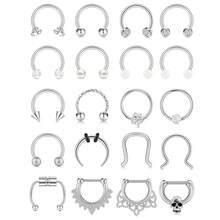 Mayhoop 16G 20Pcs Surgical Steel Nose Rings Septum Rings Captive Bead Rings Horseshoe Piercing Jewelry Cartilage Helix Daith Tragus Earring Hoop Lip Hinged Seamless Nose Hoop Ring For Women Men,Silver - Bạc - Xem 1
