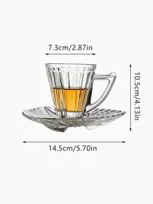 1pc Minimalist Glass Cup & Saucer Set, Coffee Cup, Juice Glass, Milk Cup, Tea Cup With Saucer, Ins Style