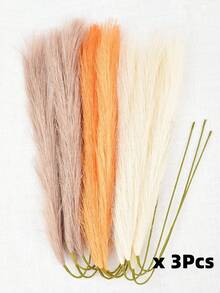 MEHELANY 42根人造藤条草，55厘米/21.65英寸，蓬松仿真花，米色、棕色、橙色，人造芦苇，仿蒲苇草，适合家居农舍装饰、波西米亚风格装饰、人造花蒲苇草装饰、花瓶填充物、房间装饰、婚礼中心装饰品 - 米咖橙 - 查看 9
