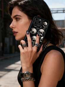 Skeleton 1pc Skull Design Phone Case, Gothic Dark Art Protective Cover, Shockproof, Compatible With IPhone 17 Pro Max/17 Pro/17/16 Pro Max/16 Pro/16/15/14/13/12/11/Pro/Pro Max/X/XR/XS/XS Max/7/8/Plus, Fashion Accessory - Multicolor - View 7