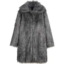 Abrigo largo de piel sinttica peluda para hombre, clido abrigo de invierno con parte delantera abierta, chaqueta tipo crdigan trmica, parka gruesa lujo - Gris oscuro + 4X-Grande - Ver 4