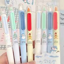 圣诞限量版“冰雪梦境”系列高品质速干笔，0.5mm黑色墨水，可爱雪人、雪花、姜饼人、圣诞树图案，单支装或四支装套装 - 黑色 - 查看 1