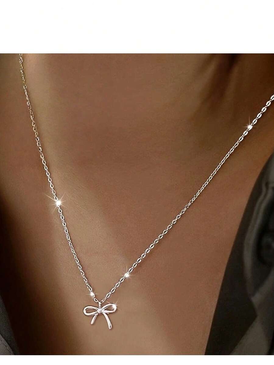 蝴蝶结项链，可爱简约风格，送给女朋友的理想礼物，日常佩戴饰品 - 蝴蝶結吊墜項鍊 - 查看 1