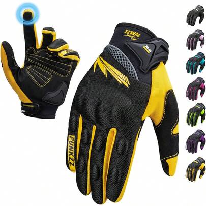 PUNKZZ Guantes para Motocicleta para Hombre y Mujer PZ-03,Guantes De Moto para Protección Completa 3QER