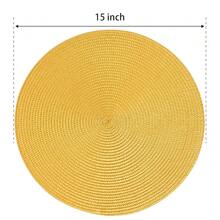 FunWheat Round Braided Placemats Set Of 4 Table Mats For Dining Tables Woven Washable Non-Slip Place Mats 15inch (Yellow, 4pcs),Yellow15inchessetof4 - 黃色15英寸,一組4個 - 查看 3