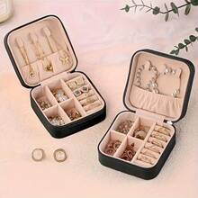 1個迷你便攜式珠寶盒，旅行珠寶收納盒，適用於項鍊、耳環、戒指，女性小型收納盒 - 彩色 - 查看 4