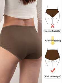 4 piezas de bragas de mujer de unicolor de cintura alta, ropa interior básica simple de algodón puro, bragas sin costuras suaves con control de abdomen de talla grande