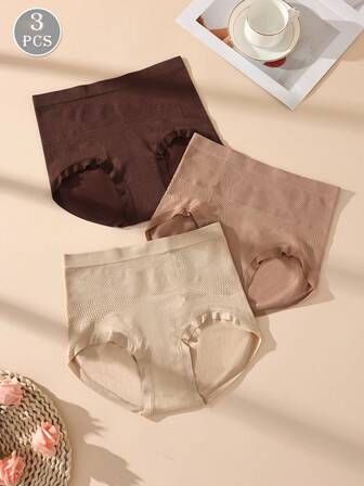 3pcs Women High Waist Seamless Slimming Shorts, Elastic Comfortable Booty Shorts