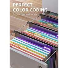 "ThinkTex- Carpetas Colgantes Expansibles de Plástico para Archivos, 7 Innovadores Bolsillos de Acordeón de 1.2", Gran Capacidad, Pestañas Multicolor, Tamaño Carta para Archivador - 1 Paquete(default) - Multicolor - Ver 6