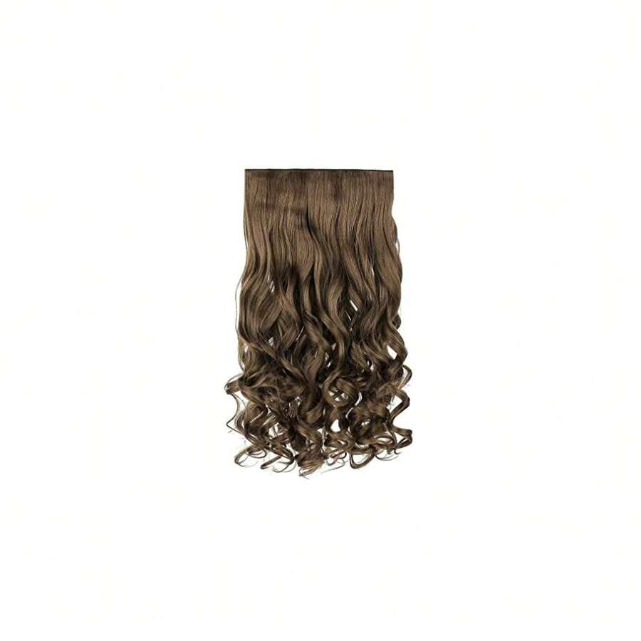 24inch 1-Pack 3/4 Full Head Curly Wave Clips In On Synthetic Hair Extensions HE008 Hair Pieces For Women 5 Clips 4.5 Oz Per Piece - Ash Light Brown,AshLightBrown - 淺棕色 - 查看 1