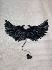 1 pieza Maquillaje de fiesta, disfraces, accesorios, alas de ángel demonio, alas de plumas de pequeño monstruo - Multicolor - Ver 9