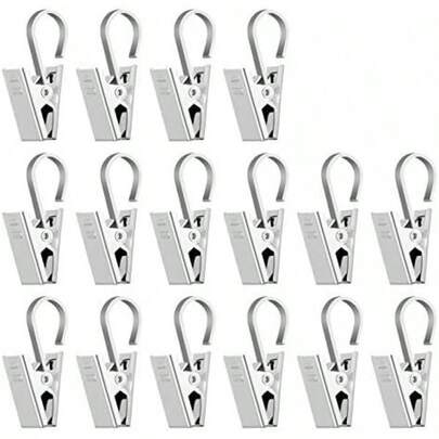 LIHAO 24 Pack Curtain Clips With Hooks Outdoor Lights Hanger Clips With S Gutter Hook Ornaments Hooks String Party Light Photos Art Supplies Hook Clip Hanger - Sliver