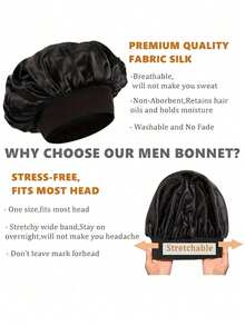 3pcs/1pc Silk Sleep Cap, Satin Hair Cap, Soft Elastic Band Silk Sleep Cap, Curly Hair Silk Headband, Women Solid Color Wide-Brim Elastic Silky Satin Fashion Sleep Cap, Casual Comfortable Breathable Daily Style Hair Care Cap, Back To School Hair Sleep Cap - Multicolor - View 6