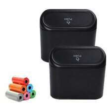 2 Pack Cubo de Basura Para Coche con Tapa, Mini Bote de Basura para Auto con 5 Rollos de Bolsas de Basura Portátil Organizador de Basura para Automóviles Accesorios Cubeta de Basura(default) - Multicolor - Ver 2