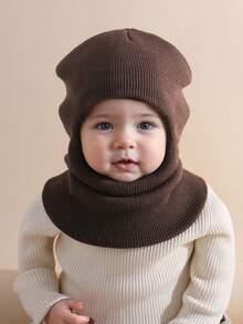 1pc Kids Boys 1-8Y Solid Color Knitted Balaclava Hat, Warm Soft Protective Cute Casual Dual Pom Pom Knit Beanie Suitable For Outdoor, Daily Use In Autumn/Winter - 1PC - View 18