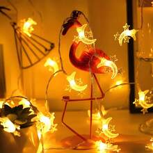 1 pieza de luces LED en forma de luna y estrellas, luz cálida dorada y luces de colores preciosas, iluminación festiva, adecuada para decoración interior, dormitorio, cumpleaños, boda, fiesta, San Valentín, Acción de Gracias, Navidad, regalo de Año Nuevo (pilas AA no incluidas). - Multicolor - Ver 11