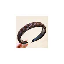 Headband 3 Strands Synthetic Hair Plaited Headband Braid Braided With Teeth Hair Band Band Beauty Accessory Stretch Braid Headbands Hairpiece For Women (Dark Brown-3 Strands),Darkbrown-3Strands - 深棕色-3股 - 查看 1