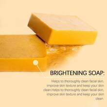 Lemon Turmeric Brightening Soap, Gentle Cleansing, Moisturizing, Hydrating Facial & Body Care Bar - Orange White - View 8