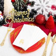50 Pack Christmas Deer Paper Napkins - Christmas Gold Dinner Napkins - Cloth-Like Disposable Hand Towels For Xmas Holiday Table Bathroom Decor Party,GoldDeer - 金鹿 - 查看 6