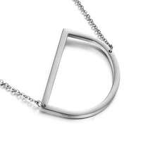 MOMOL Sideways Initial Necklace 18K Gold Plated Stainless Steel Large Big Letters Pendant Necklace Script Name Monogram Necklaces For Women,D - d - 查看 2