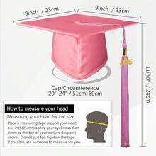 Birrete de graduación mate de GraduationMall con borla 2025 para escuelas secundarias y licenciaturas, talla única, rosa - rosa - Ver 5