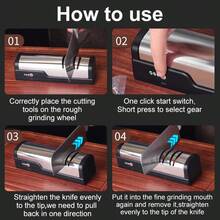 Professional USB Rechargeable Portable Electric Knife Sharpener, Adjustable Angle Sharpener 20 Degree Straight Edge, For Kitchen Knife Tools Grinding And Polishing, Simple To Use, Suitable For Chef Knife, Slicing Knife, Santoku Knife, Peeling Knife, Small Knife, Ceramic Knife