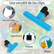 16 Pcs Clips para Bolsas de Alimentos, Pinzas para Cerrar Bolsas de Cocina Duradero, inclye 8 Clips para Comida grande de 15.5cm y 8 pequeña de 7,5cm, Broches Duradero para Cocina Multicolor(default) - Multicolor - Ver 5