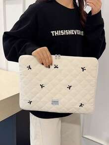 Funda para laptop con forma de diamante bordada y lazo, estuche para tablet PC, funda para laptop, bolsa para computadora, bolsa para laptop resistente al agua para negocios y regreso a clases