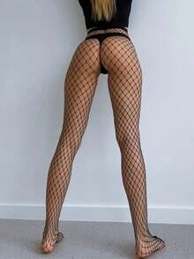 1 Cặp quần tất lưới mỏng cho nữ, quần tất lưới, cạp cao ôm sát, cỡ lớn, phù hợp cho nhiều dịp khác nhau - màu đen - Xem 7