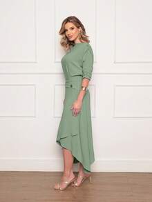 Women's Blouse And Skirt Set Duna Suitable For Everyday Wear And Parties Elegant And Comfortable - Màu xanh Bạc hà - Xem 3