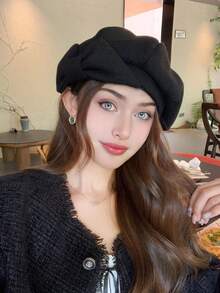 1 件优雅波西米亚风复古甜美蝴蝶结贝雷帽，休闲可爱街头风格女士帽子，适合日常穿着和购物万圣节 - 彩色 - 查看 21