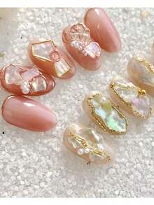 2 Boxes/1 Box Bohai Bay Shell Fragments, Square Box Shell Chips, Colorful Abalone Shell Fragments For Nail Art, Ultra-Thin White Nail Foil Rhinestones Accessories, Natural Bohai Bay Abalone Shell Fragments Nail Jewelry Set Nails - Purple - View 3