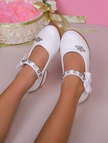 1 Pair Girls' Fashion Pearl Decor High Heel Shoes, Suitable For Party, Wedding, Dance, Performance, Student Outdoor Heels, Spring/Summer - White - View 2