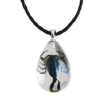 POYAMUSE Real Scorpion Pendant Necklace For Men And Women - Resin Bug Necklace, Scorpion Pendant Necklace - Amber Insect Necklace,Black - 黑色 - 查看 2