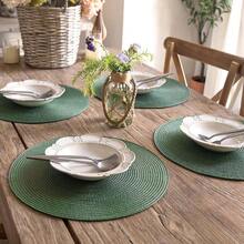 FunWheat Round Braided Placemats Set Of 8 Place Mats For Dining Table Woven Washable Non-Slip Table Mats 15 Inch(Green,8pcs),Green15inchessetof8 - Hijau15 inciset8 - View 7