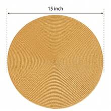 FunWheat Round Braided Placemats Set Of 4 Table Mats For Dining Tables Woven Washable Non-Slip Place Mats 15 Inch(Pumpkin Yellow,4pcs),PumpkinYellow15inchessetof4 - 南瓜黃色 15 吋 4 件套 - 查看 3