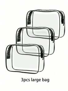 5pcs Transparent PVC Zipper Cosmetic Bag Set, Portable Clear Toiletry Bag, Business Travel, Vacation, Bathroom Storage Travel Zipper Pouch, Minimalist Unisex Clear Organizer Bag, EVA Toiletry Cosmetic Bag Set, Transparent Zipper, Travel Organizer Bag. Suitable For Backpack, Travel Essential, Beach Vacation. - Multicolor - View 13