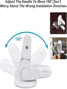 1 pièce Serrure de pour poignée de porte pour enfants, s'adapte aux portes, verrou de poignée de porte anti-bébé pour enfants et animaux de compagnie - Loquet de porte anti-enfant - Empêche les jeunes enfants d'ouvrir les portes - Utilisation facile à une seule main pour les adultes - ABS durable avec adhésif au dos - Aucun outil requis (couleur aléatoire) - Multicolore - Voir 6