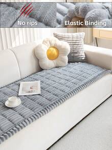 1 pieza Funda completa para sofá, nórdica de peluche acolchado 3D con cobertura completa de reposabrazos, antideslizante y apta para mascotas para sofás de 1 a 4 plazas - Gris - Ver 6