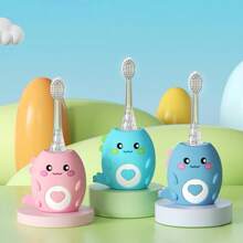 U-Shaped Electric Toothbrush Set, Smart Timer, 3 Cleaning Modes, 360° Auto Brushing, IPX7 Waterproof, Cartoon Dinosaur Design, 2 Replaceable Brush Heads, USB Rechargeable, Suitable As Christmas, Thanksgiving Or Birthday Gift For Family And Friends - Multicolor - View 3
