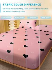 1pc Minimalist Modern Heart Geometric Empathy Print Brushed Fitted Sheet, Bedroom Printed Bed Cover, Bedding (Pillow Case Not Included) - Multicolor - View 5
