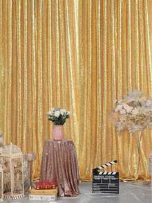 2件套派对背景装饰布，生日派对装饰用品背景横幅金色背景布，金色家居装饰窗帘，婚礼装饰，婴儿洗礼装饰，适合搭配金属拱形支架和气球，完美的背景装饰，也适合日常使用，闪亮的背景材质永不过时，适合返校季和情人节等场合。 - 彩色 - 查看 7