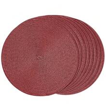 FunWheat Round Braided Placemats Set Of 8 Table Mats For Dining Tables Woven Washable Non-Slip Place Mats 15 Inch(Wine,8pcs),Wine15inchessetof8 - Wine15inchessetof8 - View 1