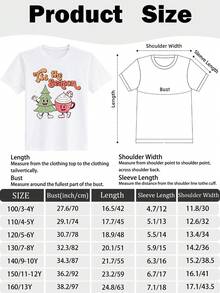 Little Girls' Cotton Christmas Design T-Shirt, Black, 100% Cotton, Cute Christmas Design T-Shirts, Perfect Christmas Gifts, Stylish Holiday T-Shirts - 白色 - 查看 4