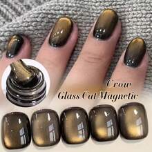 MIANEL 10毫升/瓶 秋冬新款黑色仿珍珠水晶猫眼凝胶指甲油，简约优雅纯黑色指甲油，沙龙级凝胶指甲油，白色美甲，圣诞美甲，万圣节美甲，秋季美甲，冬季美甲，黑色美甲，可爱美甲，美甲用品 - 彩色 - 查看 9