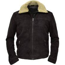 Grimes Walking Season 5 Fur Shearling Collar Brown Suede Motorista chamarra para hombre, caf Oscuro - piel de Ante, Small - inicial - Ver 1