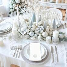 50 Pack Christmas Snowflake Paper Napkins - Cloth-Like Christmas Disposable Hand Towels, Silver Premium Quality Xmas Dinner Napkin For Home Kitchen Table Bathroom Holiday Decor,SilverSnowflake - 銀雪花 - 查看 9