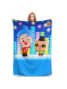 Cute Cartoon P-Plim Flannel Blanket Spring  Soft Durable Throw Blanket For   Bedroom Novelty Bedspread Sofa Bed Cover - Black - View 1