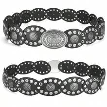 1pc BOHO Punk Style Vintage Mesh Oval Women's Belt, Suitable For Jeans/Dresses, Everyday Wear And Vacation, Plus Size - 黑色 - 查看 9